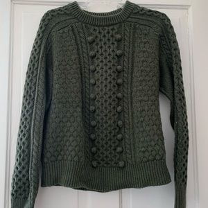 J.Crew wool pom pom cable-knit sweater